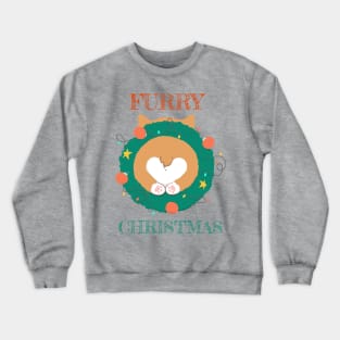 Furry Christmas (Merry Christmas) Corgi Butt Dog Wreath Crewneck Sweatshirt